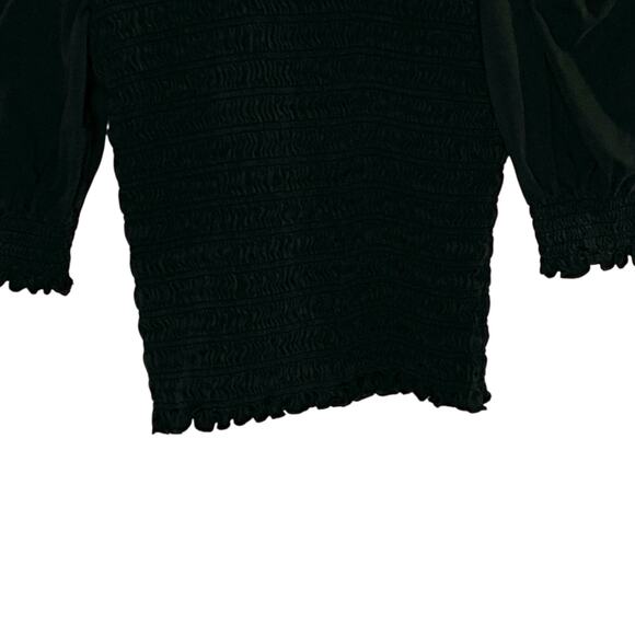 Veronica Beard XS Langston Smocked Top Black Puff Sleeve Whimsygoth *flaw - Picture 6 of 9